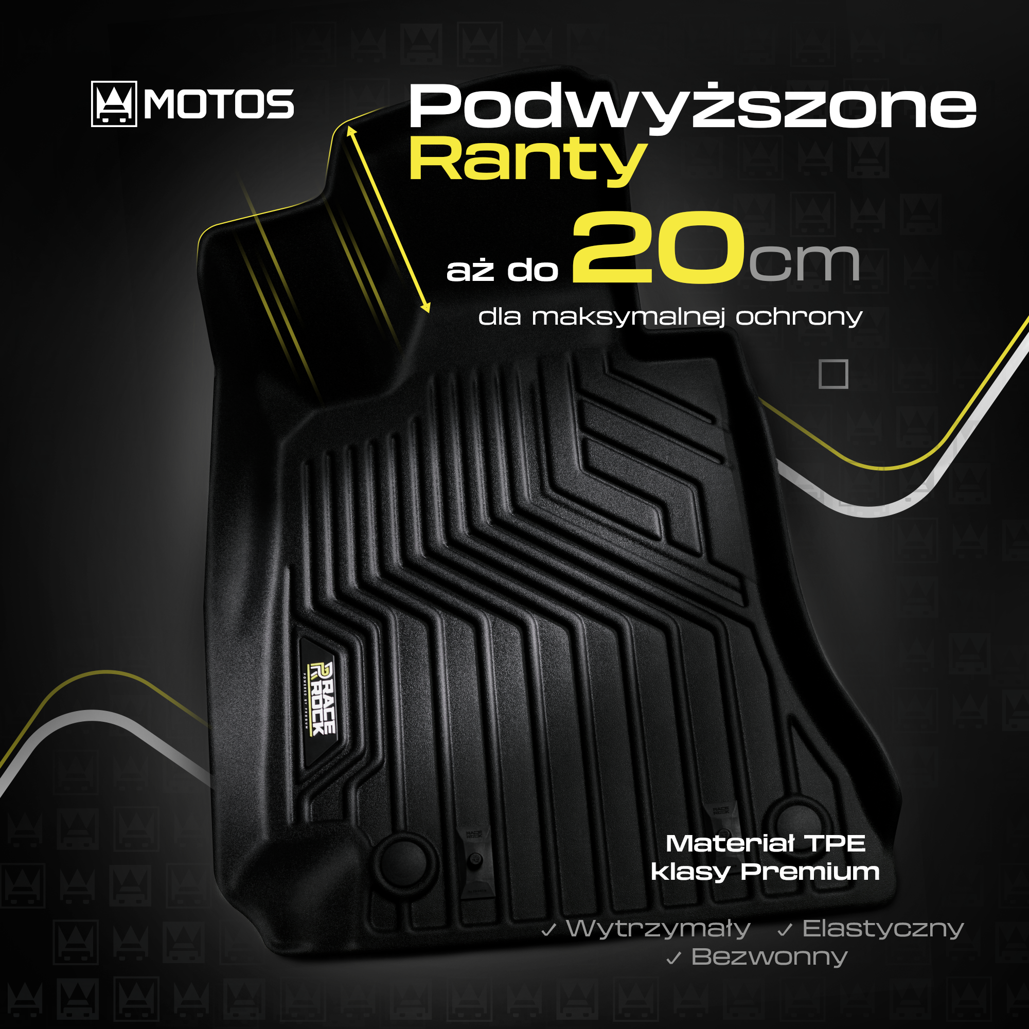 Wysokie ranty dywaników Frogum Race Rock