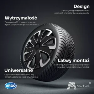 Kołpaki samochodowe Ultimo Silver Black - obrazek 3