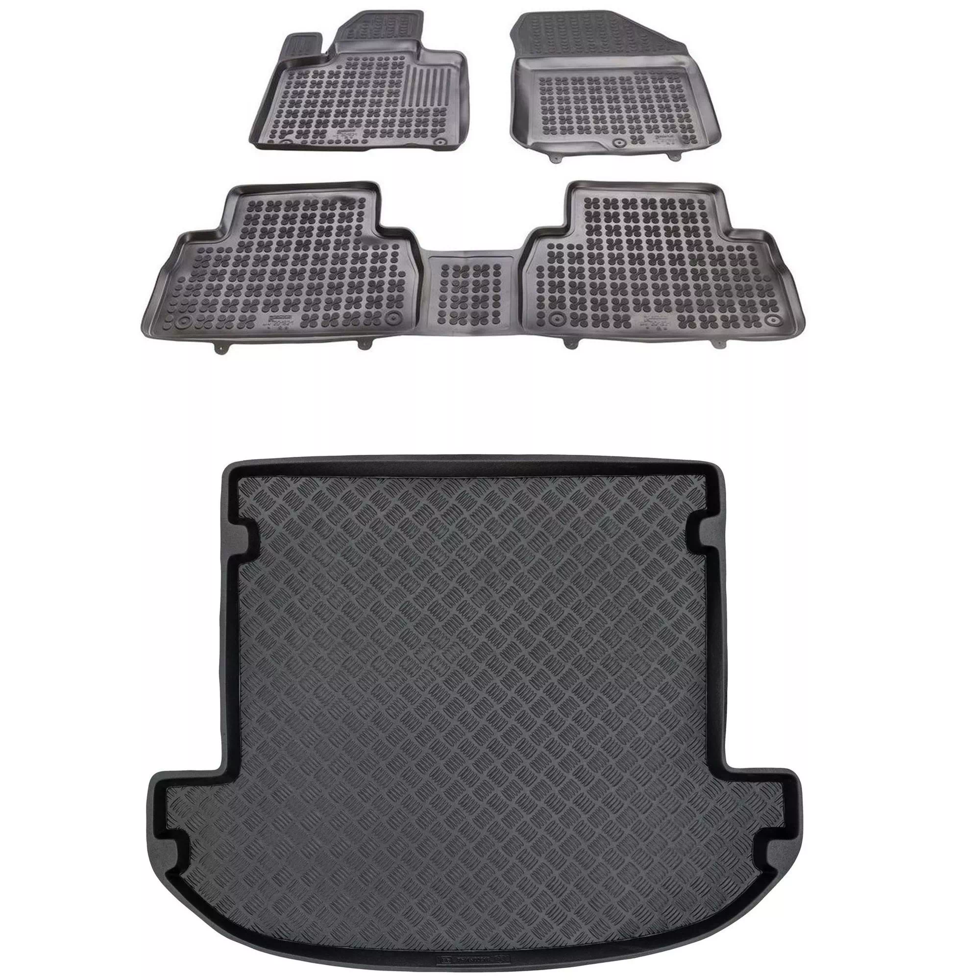 Zestaw dywaniki i mata plastikowa do Hyundai Santa Fe 2018-2024 Zestaw dywaniki i mata plastikowa do Hyundai Santa Fe 2018-2024